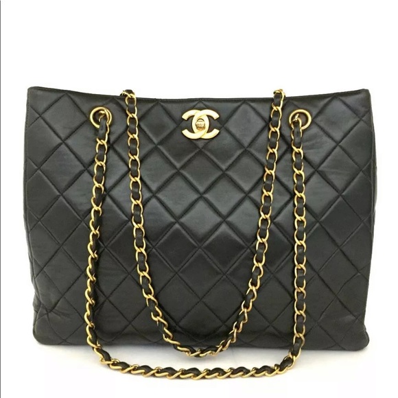 CHANEL Handbags - CHANEL Leather GHW Chain Shopping Tote Bag